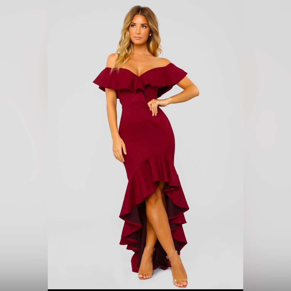 Red Velvet High Low Dress